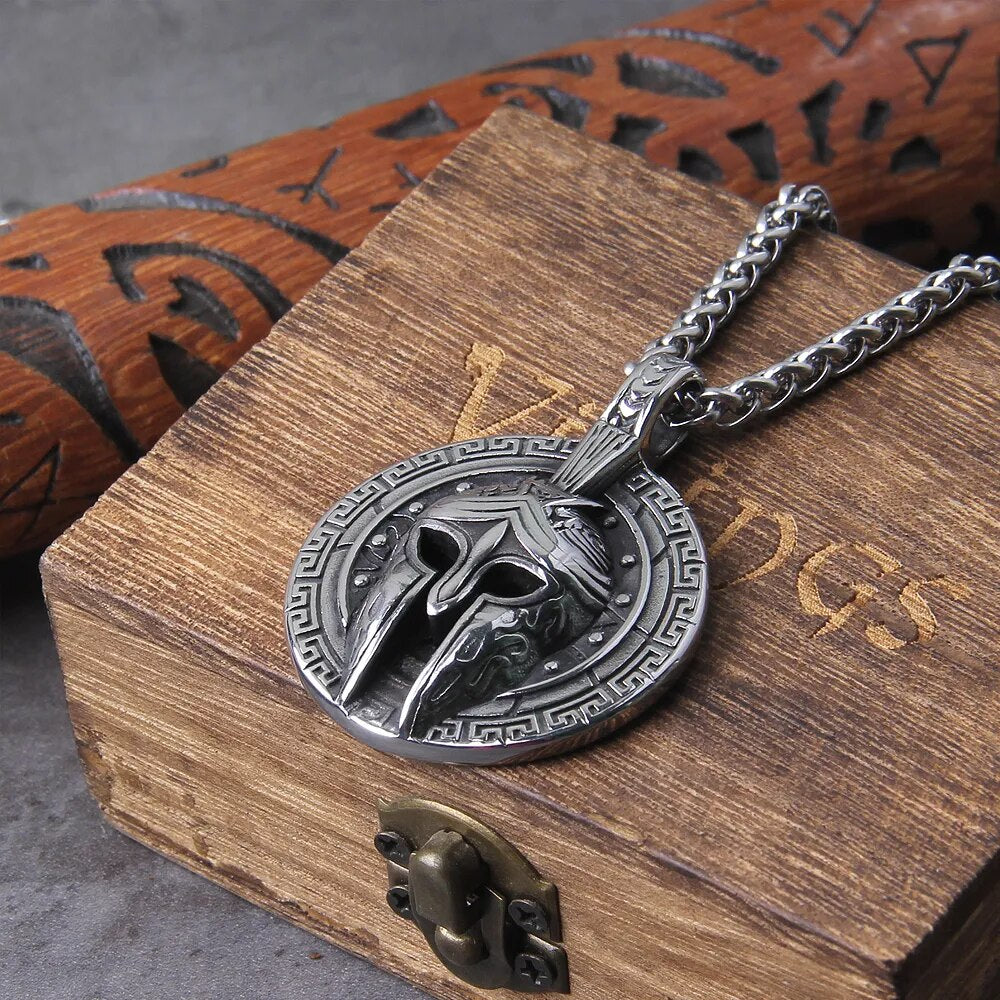 Ancient Warrior Spartan Shield Viking Necklace