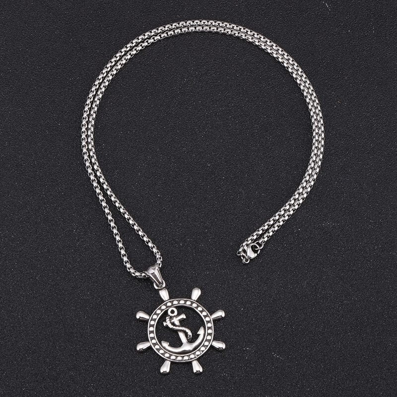 Viking Necklace Featuring An Anchor Wheel Pendant