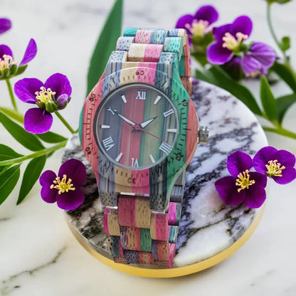 Women Watch Elegant Colorful Bamboo Wooden Viking Watch