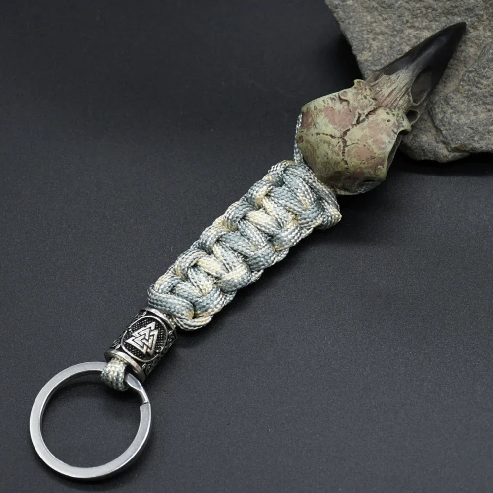 Odin Raven Skeleton Keychain Vikings Rope Norse