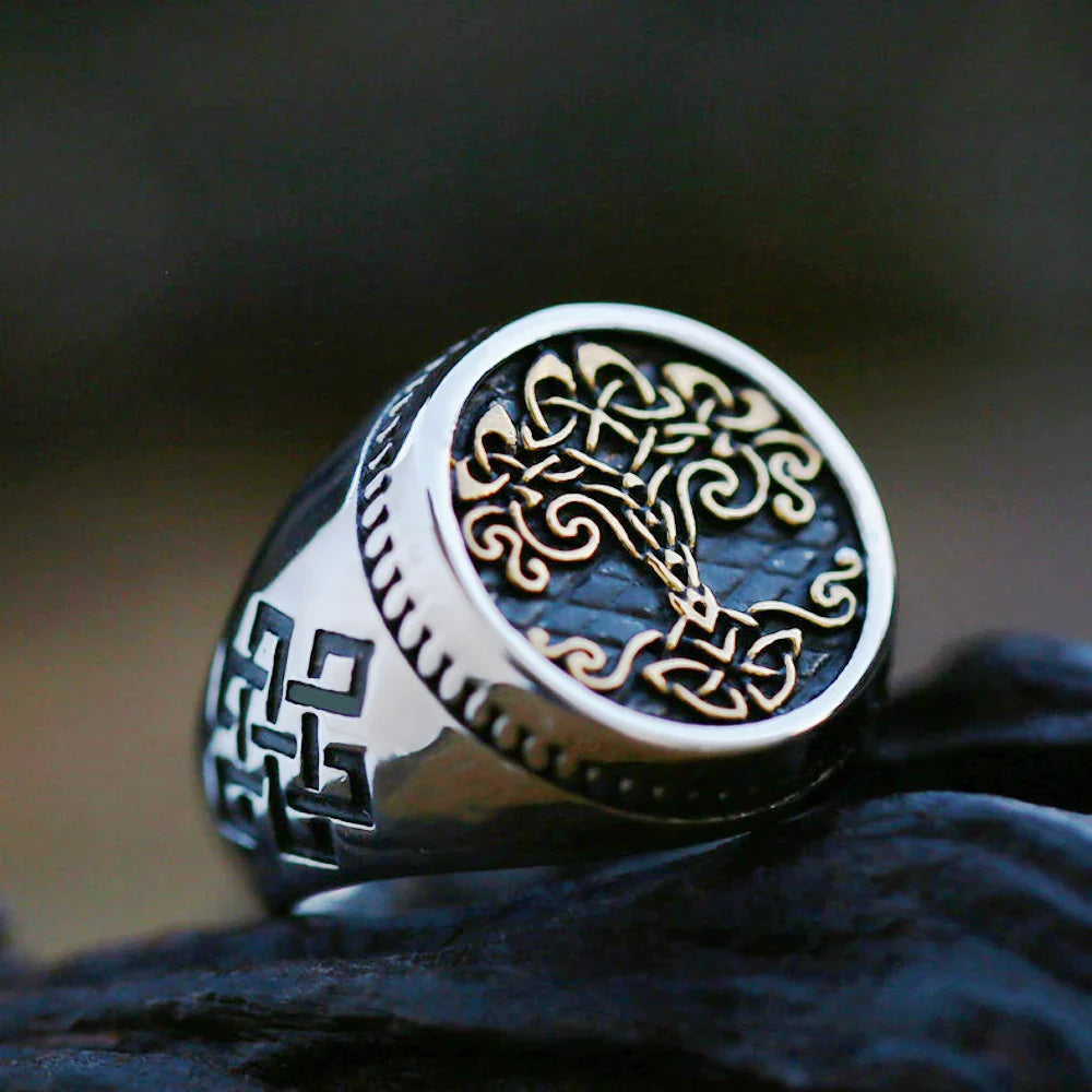 Viking Tree Of Life Ring Nordic Stainless Steel Yggdrasils