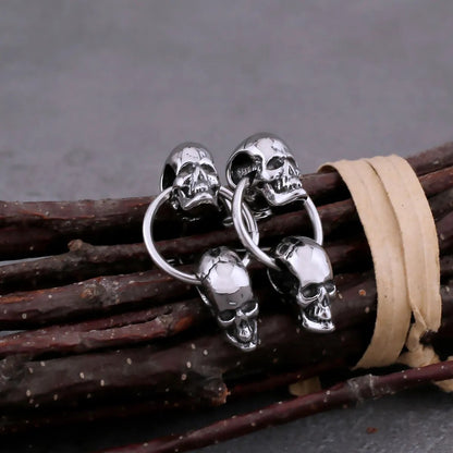 Neo-Gothic Double Skull Viking Earrings