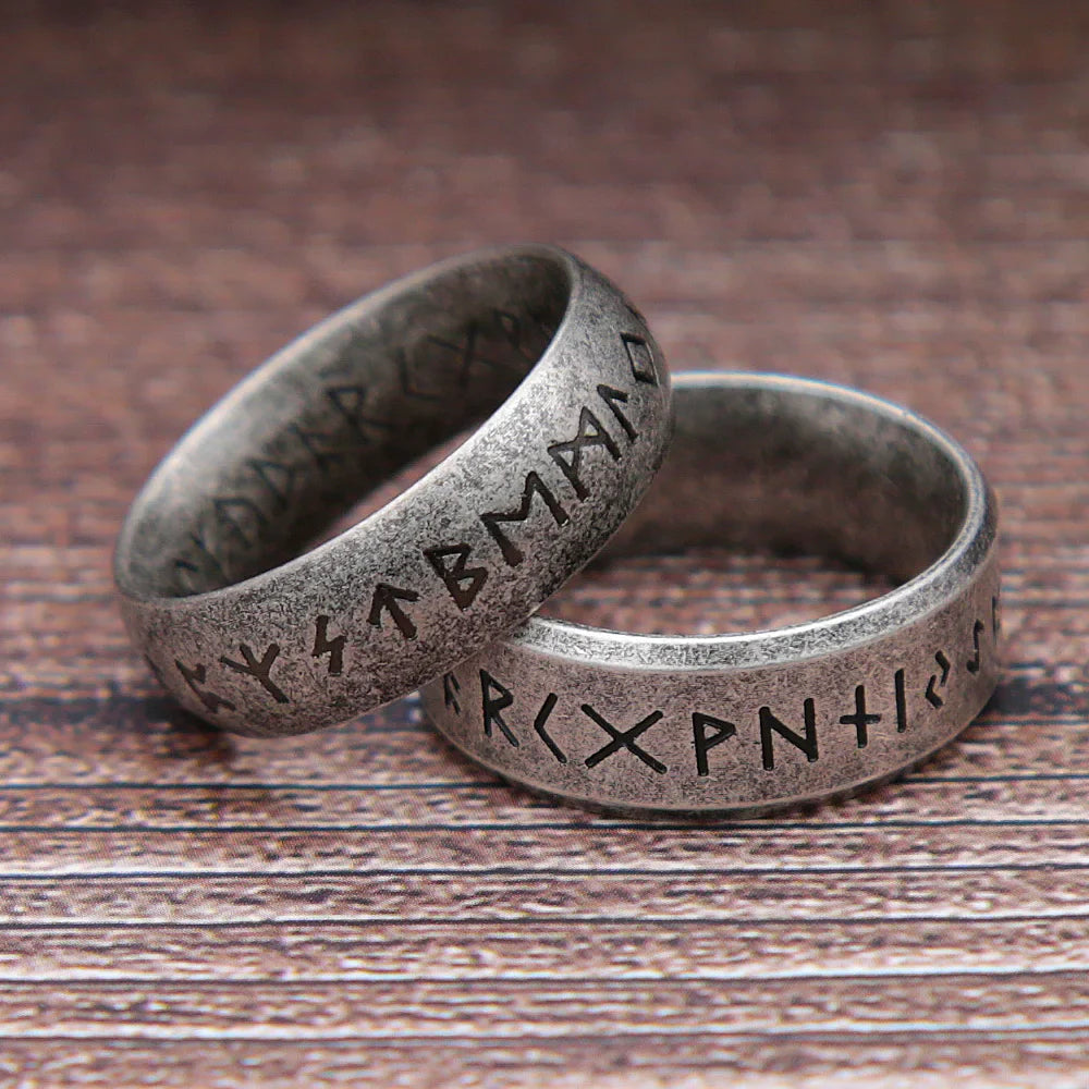 Viking Rune Ring Stainless Steel Odin Letter Rings