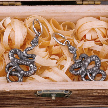 Coiled Snake Drop Viking Earrings