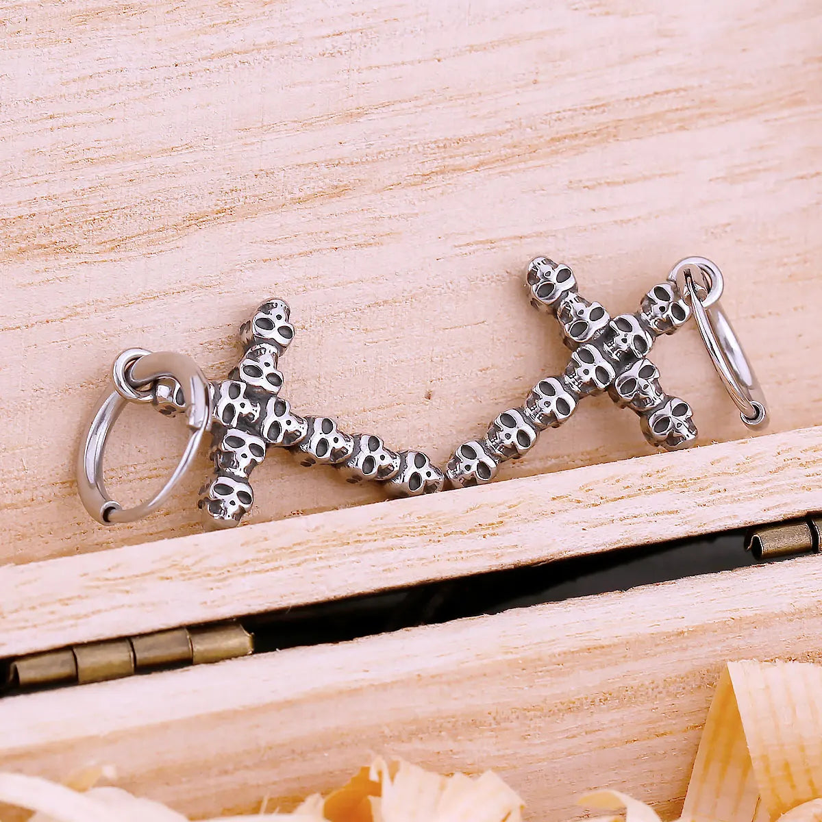 Gothic Skull Cross Drop Earrings