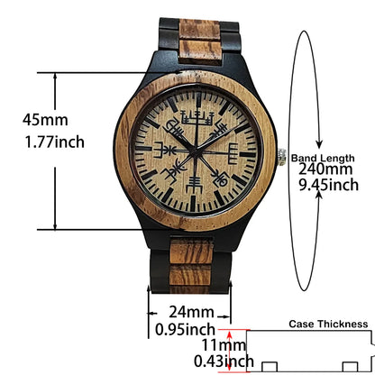 Wooden Symbol Element Clock Personalized Anniversary Viking Watch