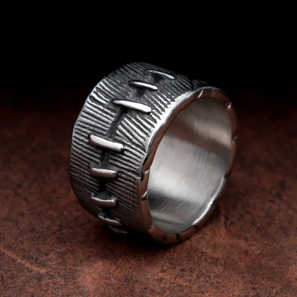 Fashion Punk Biker Creative Chimeric Suture Viking Ring