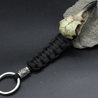 Nordic Raven Skeleton Runes Bead Paracord Keyholder