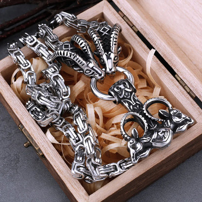 Stainless Steel Viking Thor Hammer Pendant Ram Rune Necklace Nordic