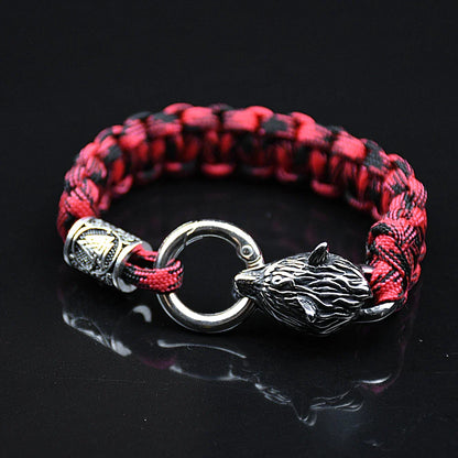 Stainless Steel Celtic Wolf Bracelets Norse Vikings Runes Paracord