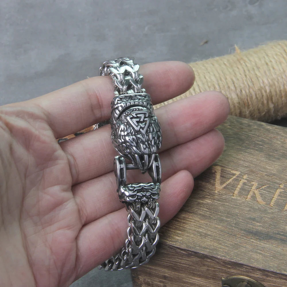 Viking Wolf Bracelet Stainless Steel Mesh Chain