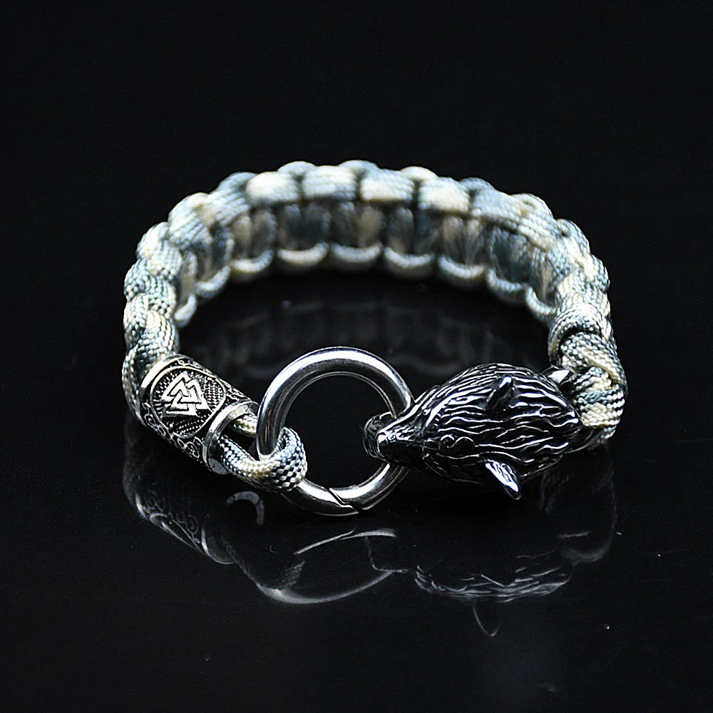 Stainless Steel Celtic Wolf Bracelets Norse Vikings Runes Paracord