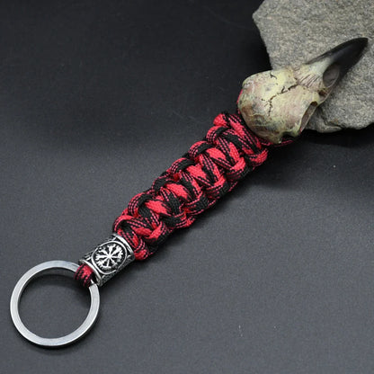 Odin Raven Skeleton Keychain Vikings Rope Norse