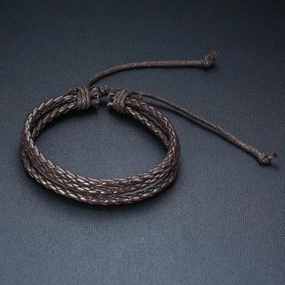 4 in 1 Braided Leather Viking Bracelet