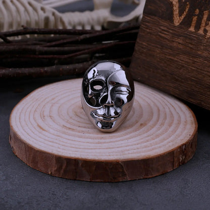 Gothic Half Skull Face Half Face Mask Viking Ring