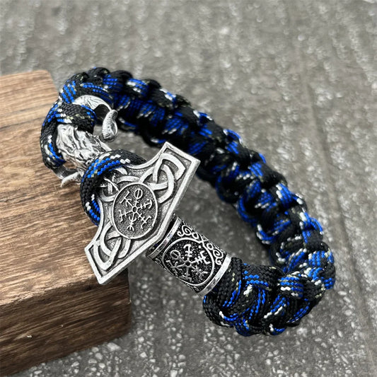 Goat Ram Thor Hammer Mjolnir Viking Paracord Rope Bracelet