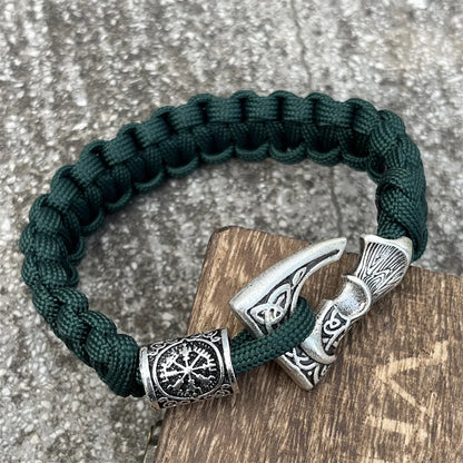 Slavic Perun Axe Norse Runes Trinity Bead Paracord Jewelry Viking Bracelet