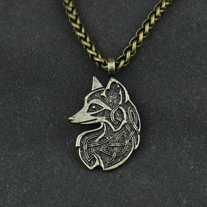 Viking Fox Wolf Fenrir Pendant Necklace