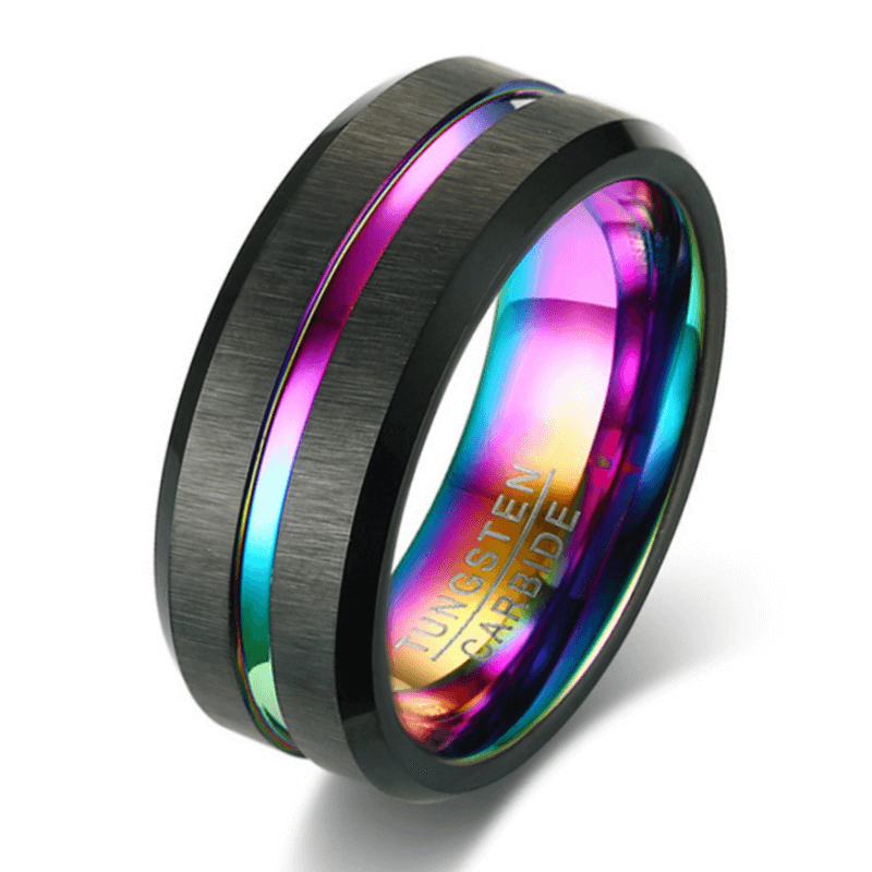 Black Tungsten Rainbow Ring