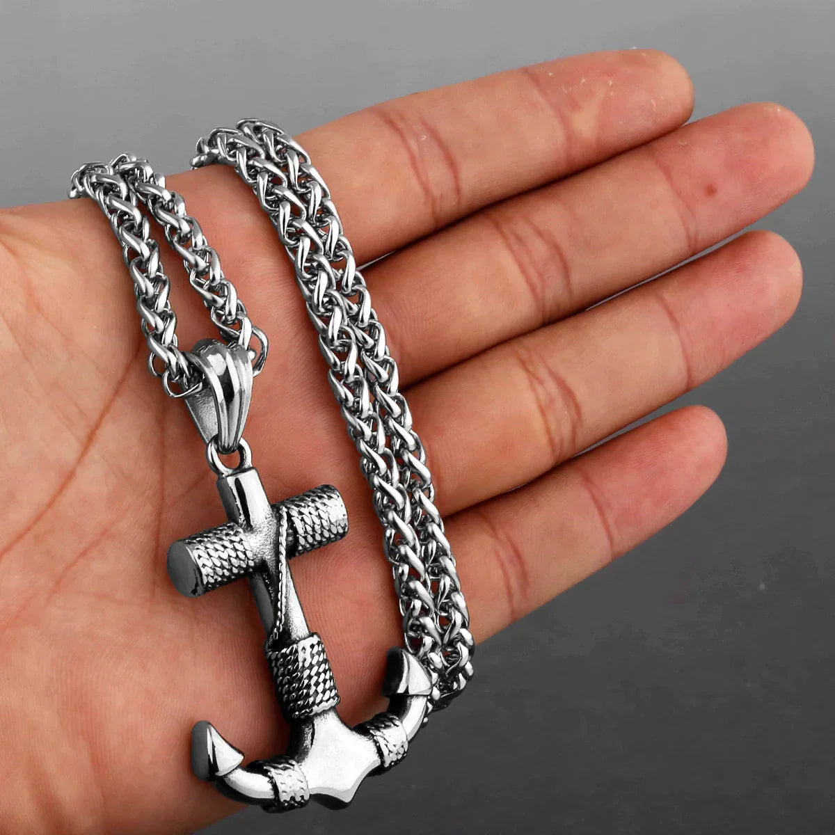 Viking Necklace Featuring An Anchor Rope Pendant