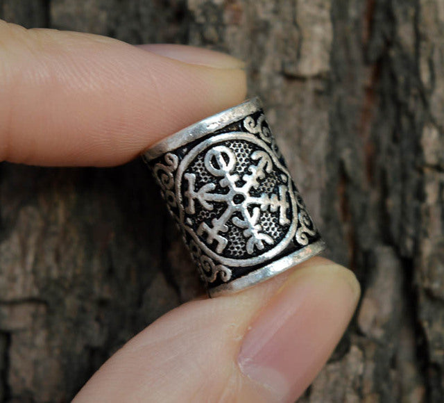 Viking Beard Bead With Norse Compass Engraving