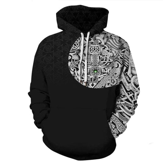 Mjolnir And Vegvisir Viking Hoodies