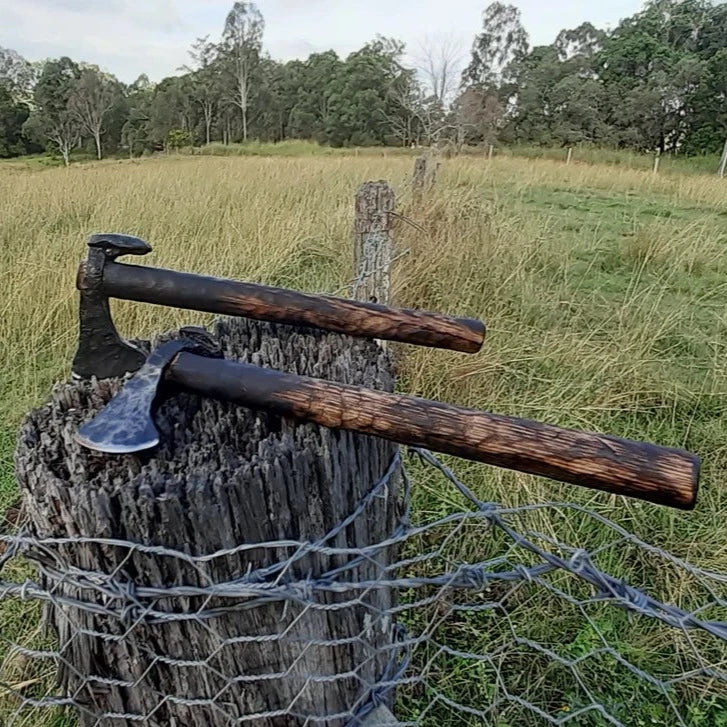 Rail Spike Viking Battle Axe - Hand-Forged