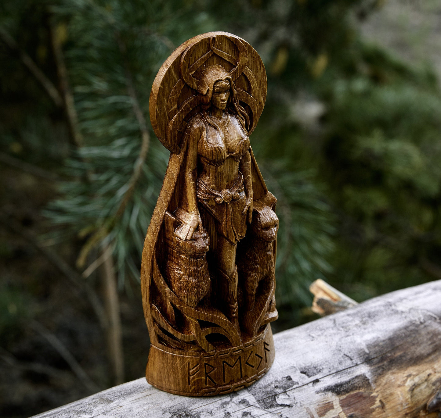 Freya, Norse Goddess Wooden Altar Sculpture