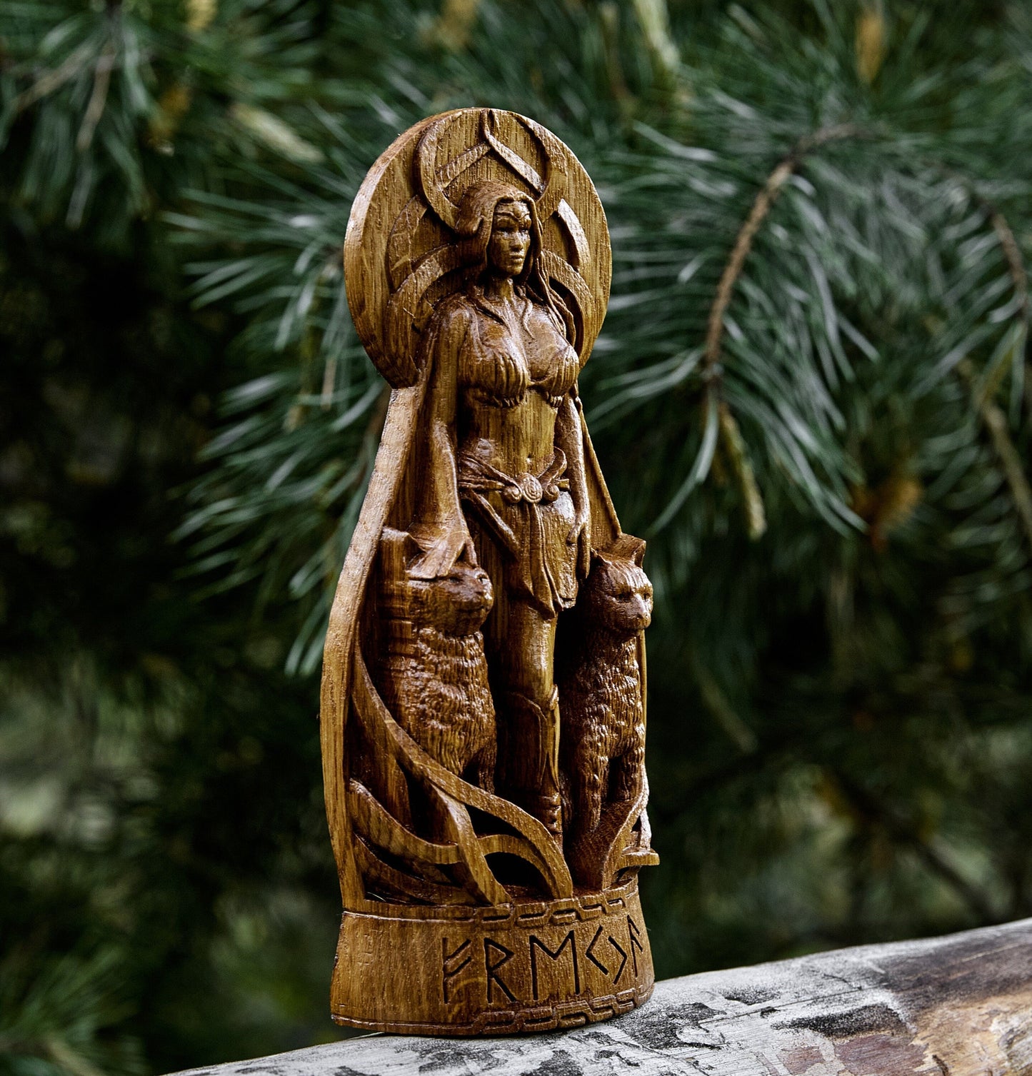 Freya, Norse Goddess Wooden Altar Sculpture