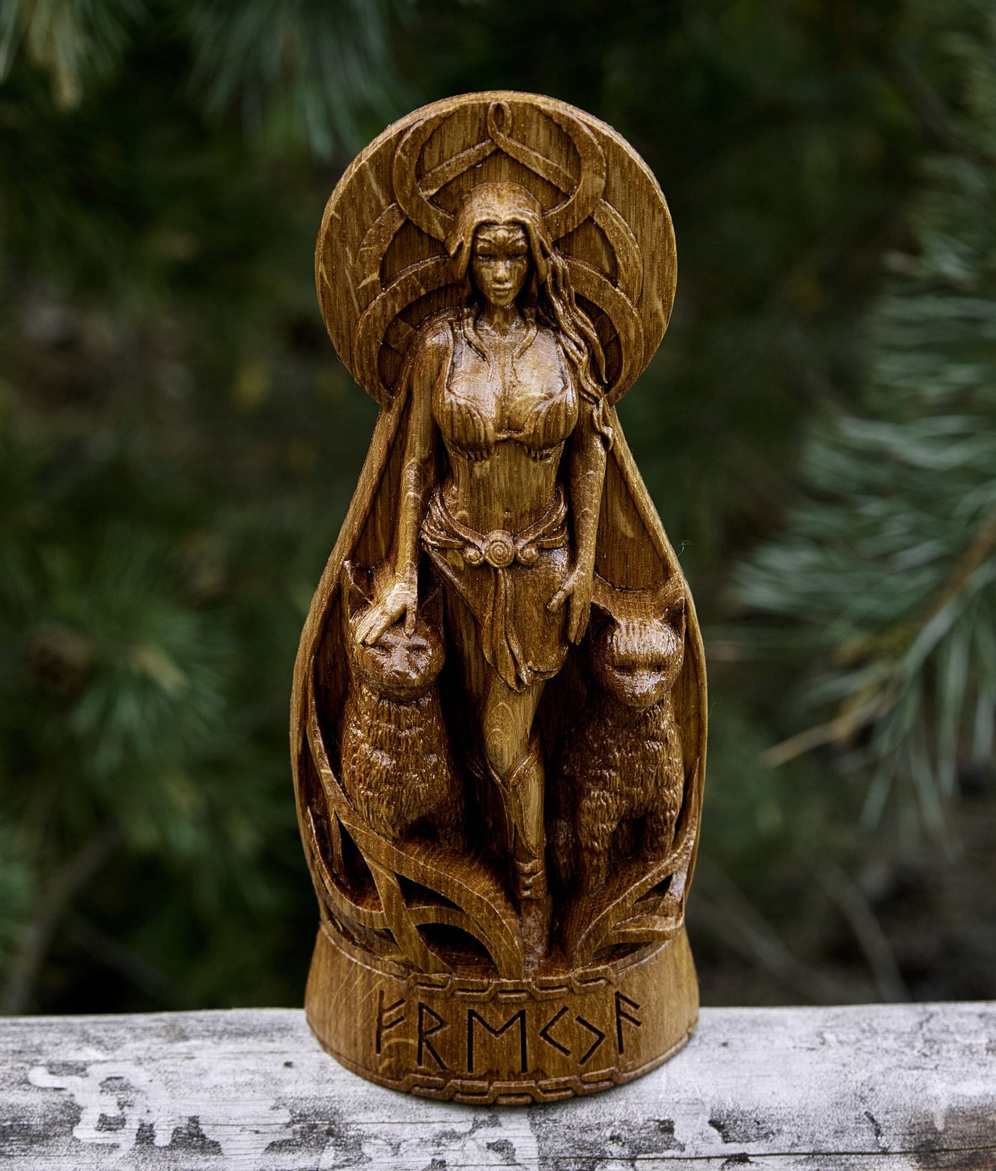 Freya, Norse Goddess Wooden Altar Sculpture