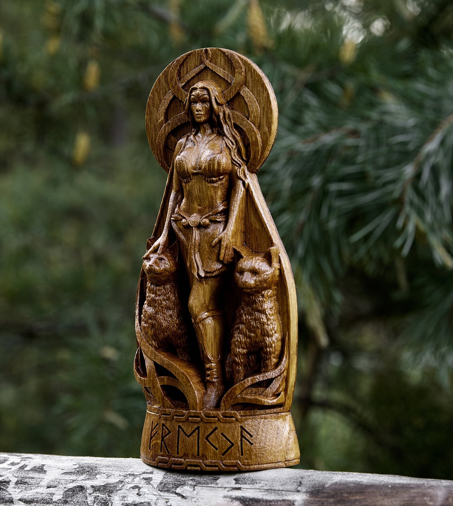 Freya, Norse Goddess Wooden Altar Sculpture