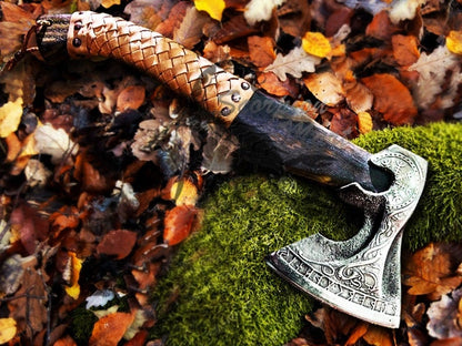 Forged Carbon Steel  VALKNUT Viking Battle Axe