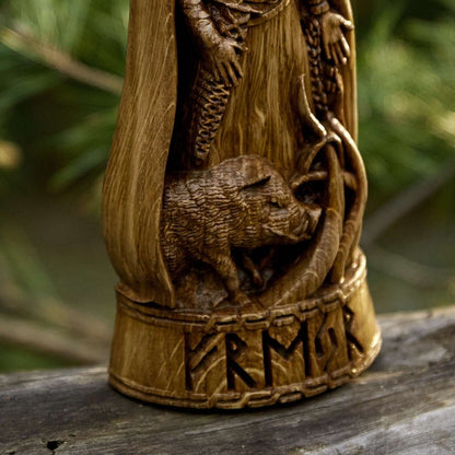 Freyr, Norse God Wood Carving Statue