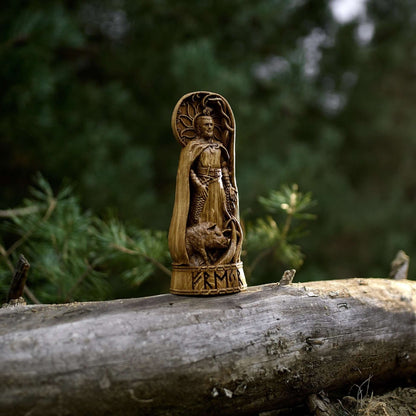 Freyr, Norse God Wood Carving Statue