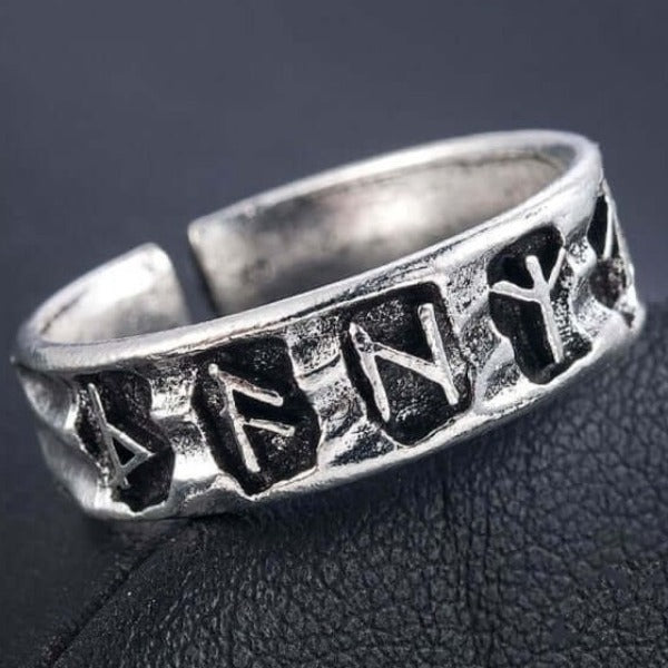 Viking Ring With Ancient Futhark Runes