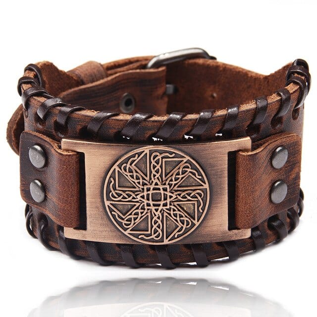 Kolovrat Celtic Knot Leather Bracelet