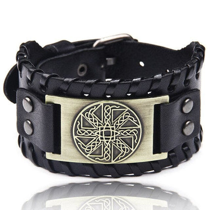 Kolovrat Celtic Knot Leather Bracelet