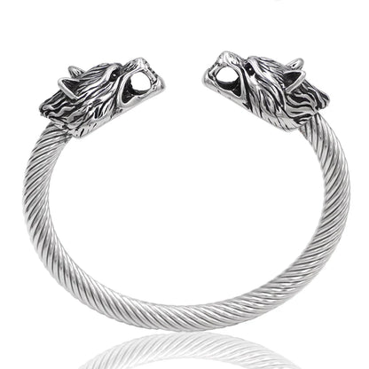 Viking Armring With Wolf Heads Design