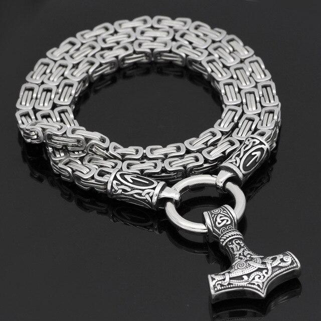 King Chain Featuring Tiwaz Rune With Mjolnir Pendant