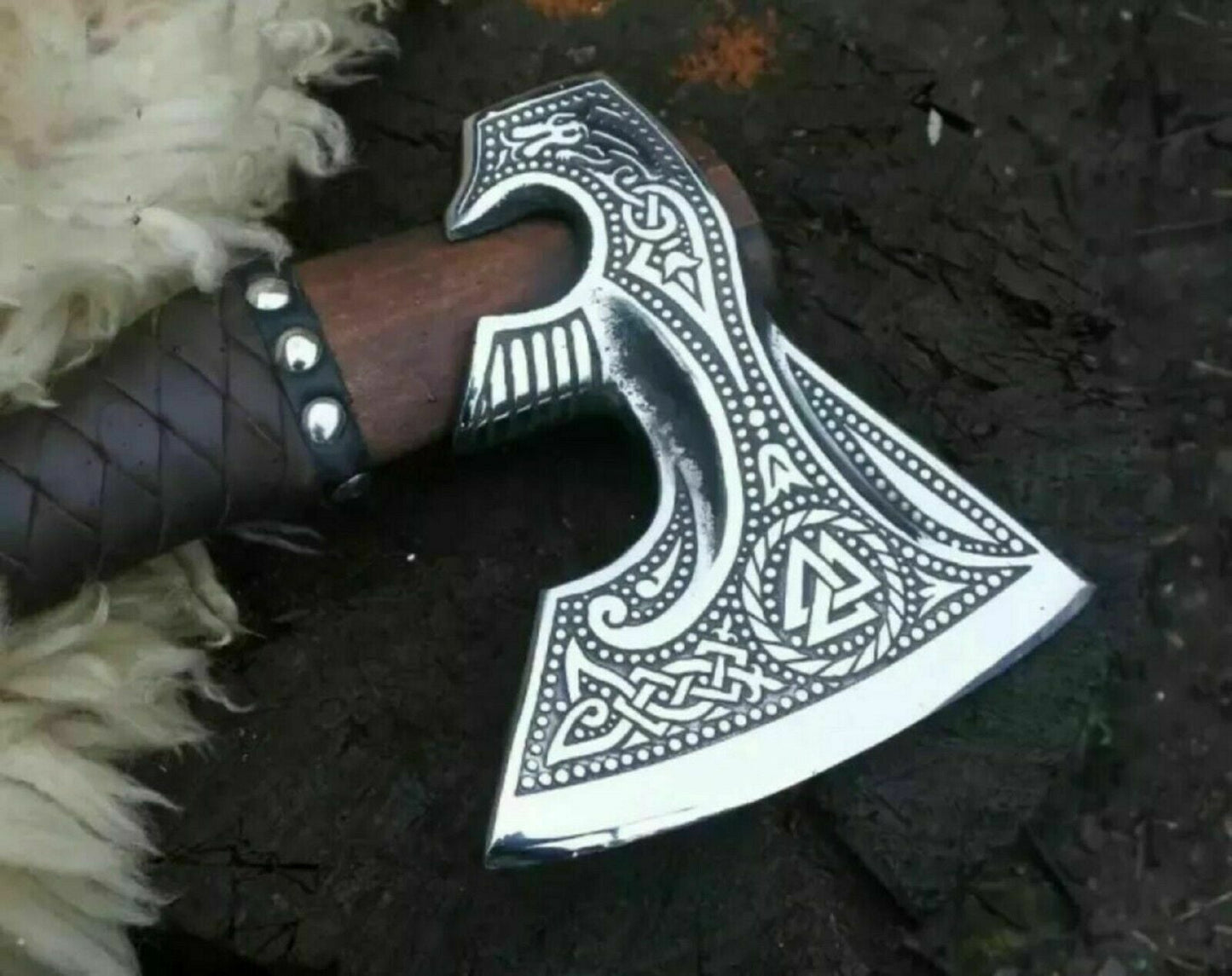 Valknut Medieval Viking Battle Axe