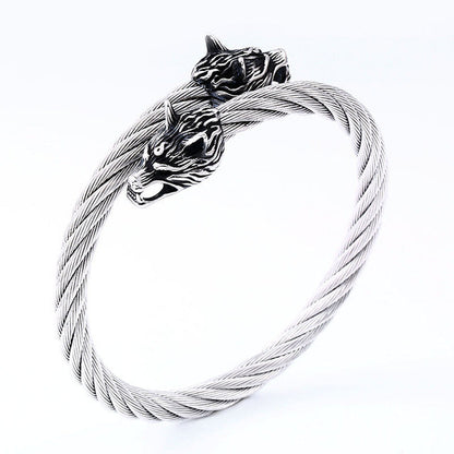 Viking Armring With Wolf Heads Design