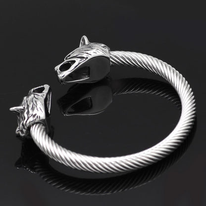 Viking Armring With Wolf Heads Design