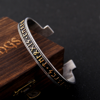 Viking Bracelet -Gold Trimmed Nordic Runes