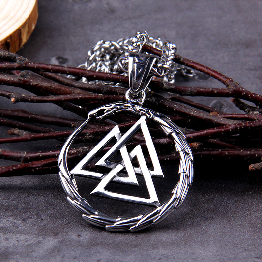 Viking Necklace - Midgard Serpent Valknut