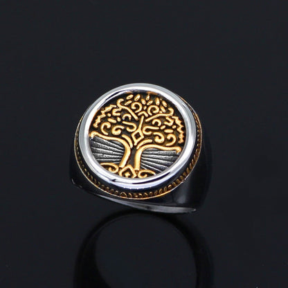 Viking Ring - Gold Trimmed Yggdrasil